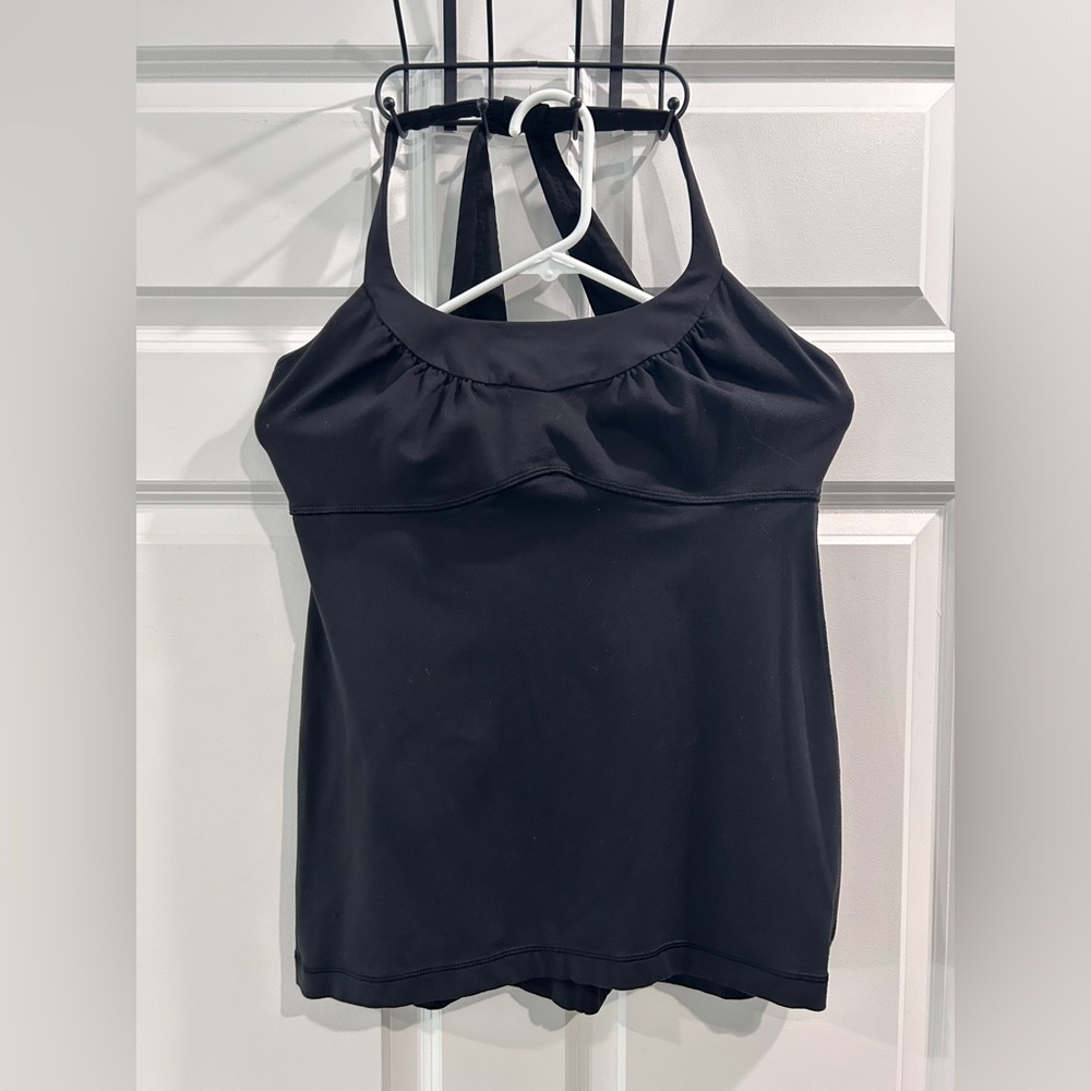 Lululemon Scoop Me Up Tank‎ Women Size 10 Black Activewear Athletic Yoga Workout
